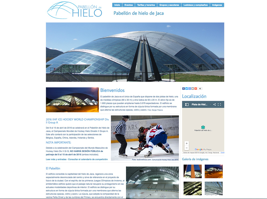 Web del Pabellón de Hielo de Jaca