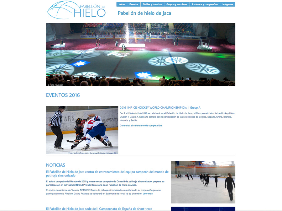 Web del Pabellón de Hielo de Jaca