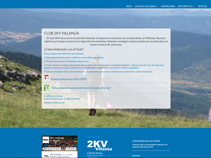 Web del 2KV Villanúa y la Ultra Collarada