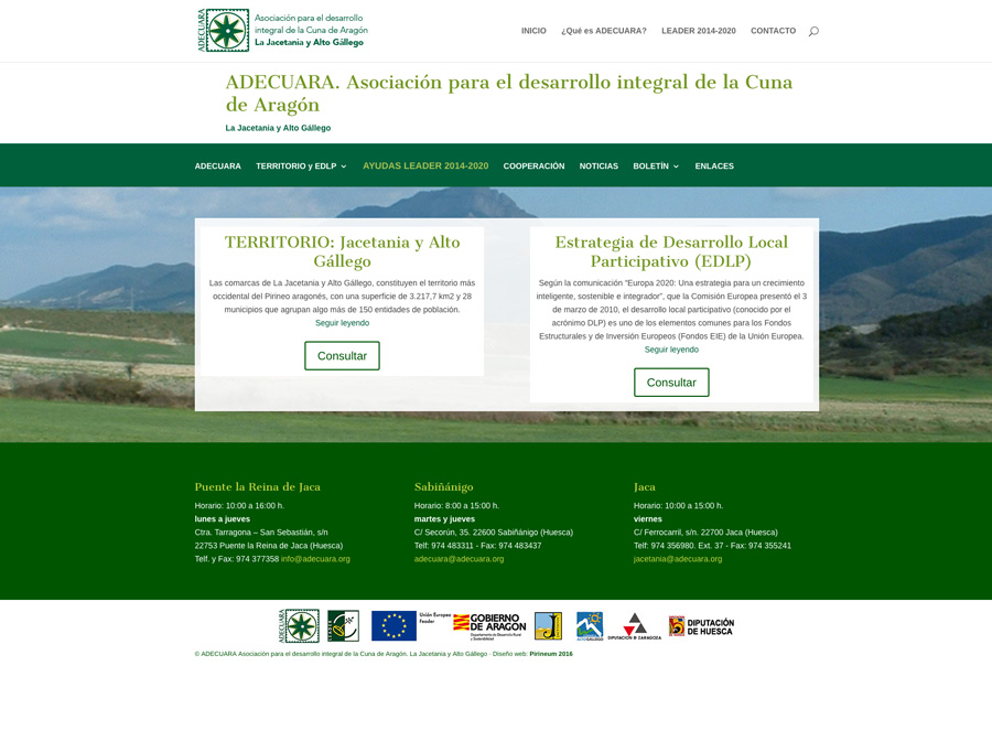 Renovación de la web de ADECUARA (Asociación para el desarrollo integral de la Cuna de Aragón)