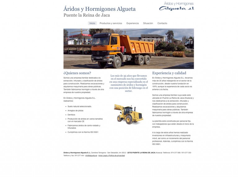 Web responsive para Áridos y Hormigones Algueta