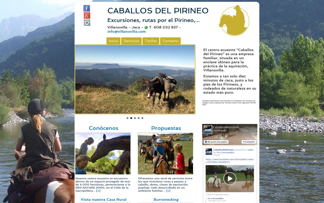 Web del centro ecuestre “Caballos del Pirineo”