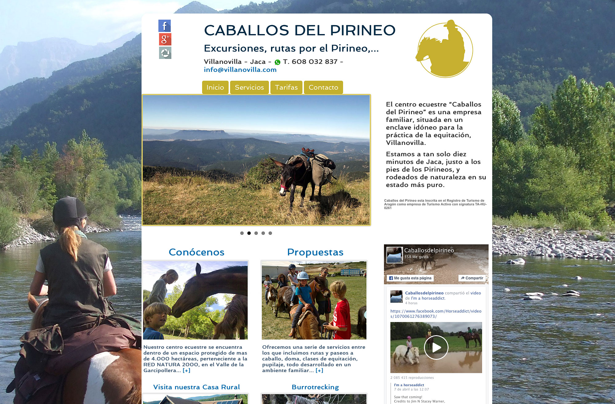 Web del centro ecuestre “Caballos del Pirineo”