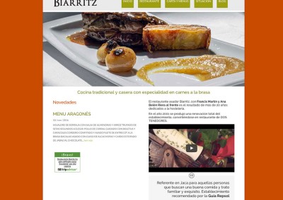 Web del Restaurante Biarritz de Jaca