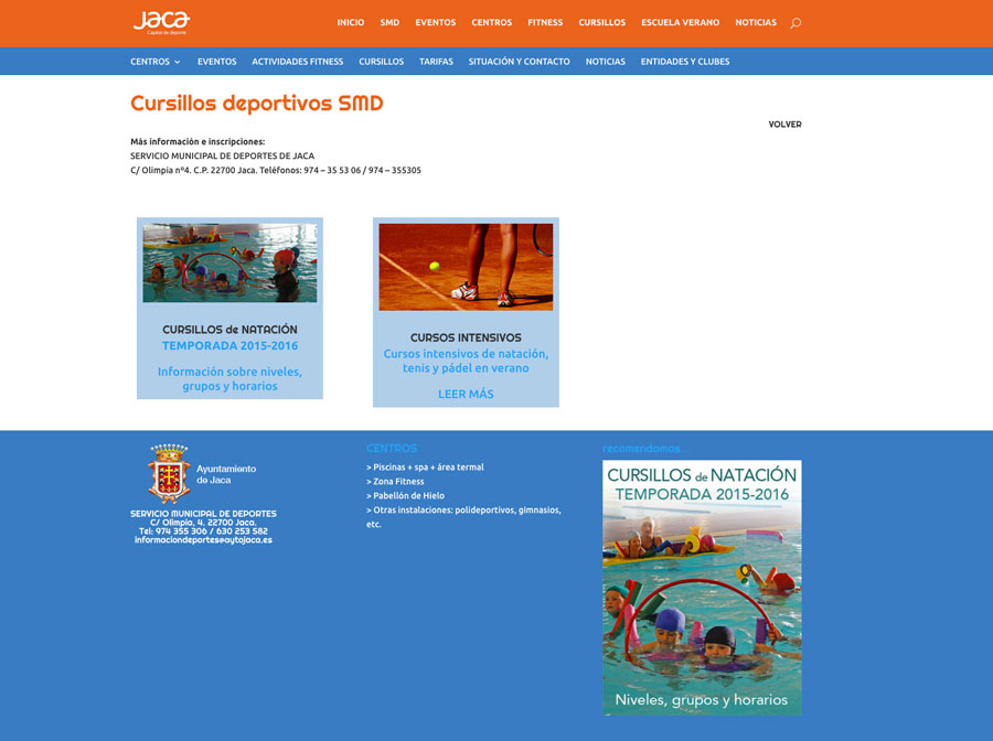 Web del Servicio Municipal de Deportes del Ayto. de Jaca