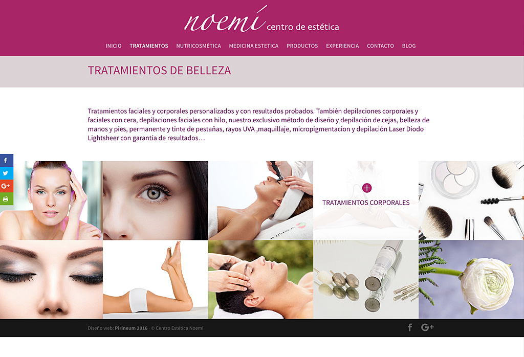 Web de Centro de estética Noemí · Jaca