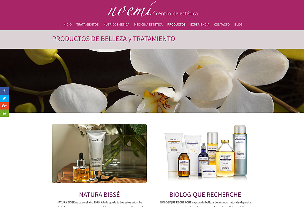 Web de Centro de estética Noemí · Jaca