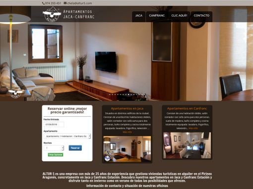 Web de apartamentos ALTUR 5 en Jaca y Canfranc