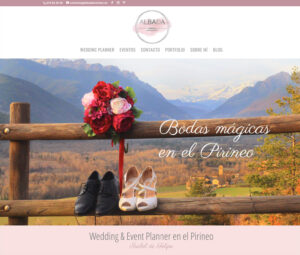 Web en WordPress de la empresa Albada Eventos, con sede en Jaca, dedicada a la organización de eventos y wedding planner en Pirineos.