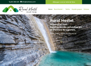 Web en WordPress de Rural Hostel. Albergue rural en el Valle de Tena Una web dinámica y usable, muy visual, realizada en WordPress. Integra el sistema de reservas online.