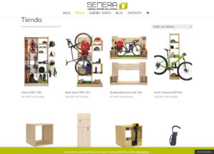 Diseño de web y comercio electrónico en WordPress de la empresa Carpintería Senera de Jaca, que lanza su nueva línea de sistema de almacenaje Senera Modul Sport.