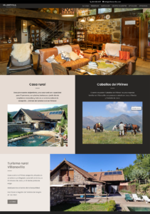Diseño de web de turismo rural para casa con encanto en Villanovilla (Pirineos) e integración de calendario de reservas. Una espectacular casa rural en un entorno privilegiado a 10 minutos de Jaca y a 20 de las pistas de esquí.