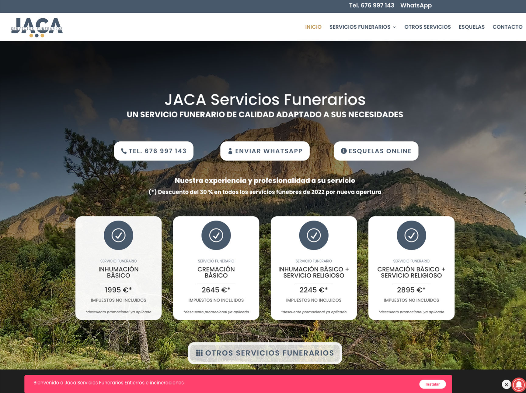 Web y Web/App en WordPress, con diseño responsive, usable.</p>
<p>Ver https://jacaserviciosfunerarios.com/