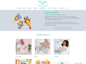 Diseño de web y comercio electrónico en WordPress de la empresa Lila & Pepo de Jaca, con pago con tarjeta y envío. Ver https://www.lilaypepo.com/