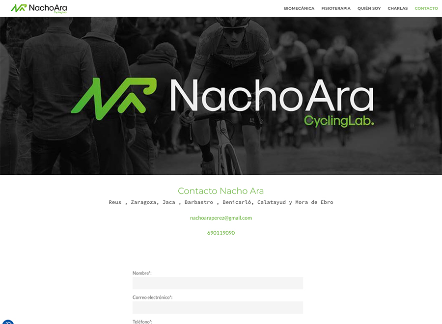 Web en WordPress, con diseño responsive, usable. </p>
<p>Ver web en https://nachoara.com/