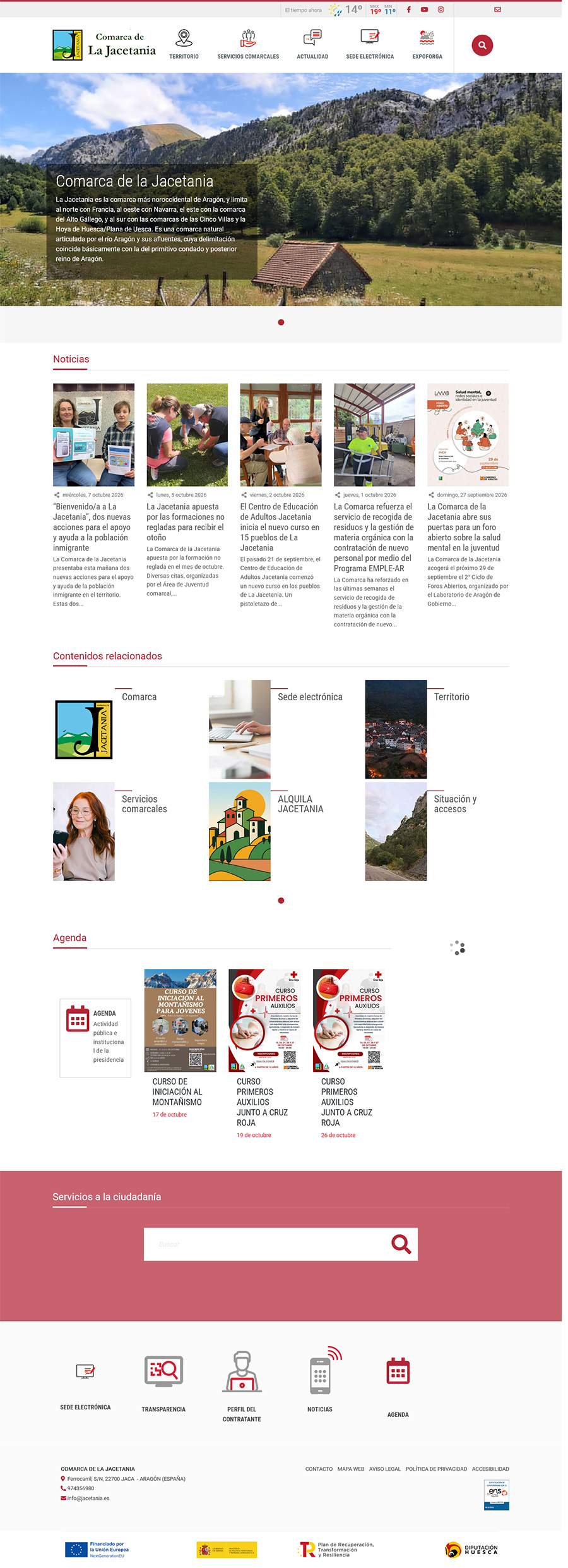 Con la puesta en marcha del nuevo portal, la Comarca de La Jacetania avanza en la modernización de sus canales digitales y dispone de una herramienta preparada para seguir incorporando contenidos y servicios. El resultado es un espacio digital que reúne institución, municipios, servicios comarcales, actualidad, agenda, administración electrónica y recursos turísticos y territoriales en un mismo entorno.